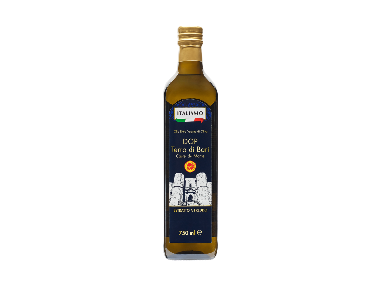 Bottiglia di olio extra vergine di oliva DOP Terra di Bari, 750 ml.