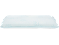 Cuscino azzurro con scritta 'COLD TOUCH' e motivi a fiocco di neve.