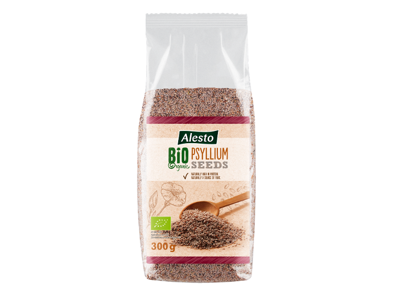 Confezione di semi di psillio biologici, naturalmente ricchi di proteine e fibre, 300 g.