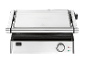 Grill a contatto argentato con controllo della temperatura e indicatori di accensione/pronto.