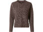 Cardigan marrone a maniche lunghe con bottoni frontali.
