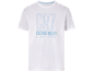 Maglietta bianca a maniche corte con stampa CR7 azzurra e scritta 'Cristiano Ronaldo Nightwear'.