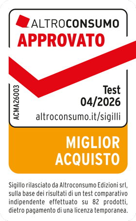 Sigillo di approvazione: Test 04/2026, Miglior Acquisto, ACMA26003, altroconsumo.it/sigilli.