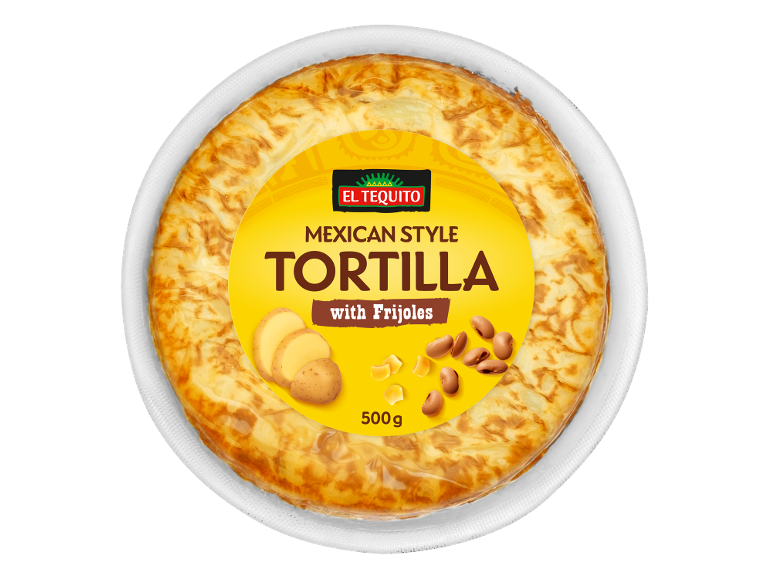 Tortilla stile messicano con patate e fagioli, confezionata, 500g.
