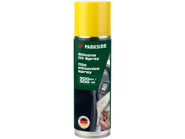 Spray olio siliconico da 300 ml, prodotto in Germania.