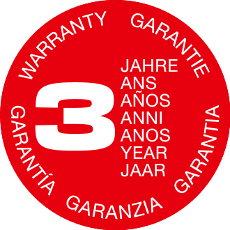Sigillo rosso di garanzia di 3 anni in più lingue.