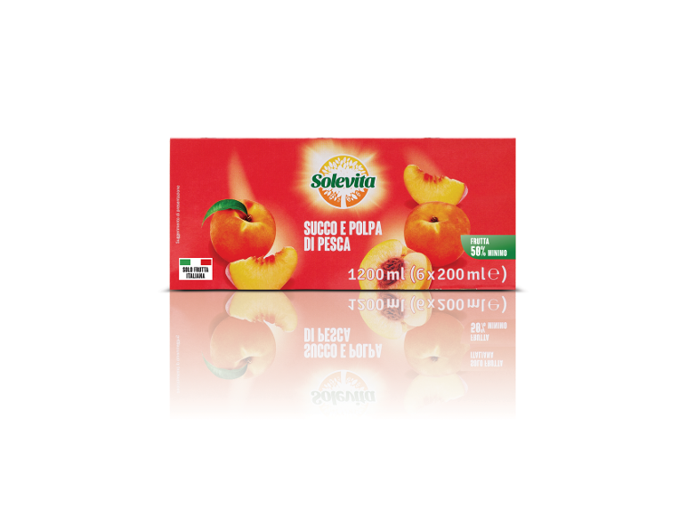 Confezione di succo e polpa di pesca con 50% frutta, 1200 ml (6x200ml).