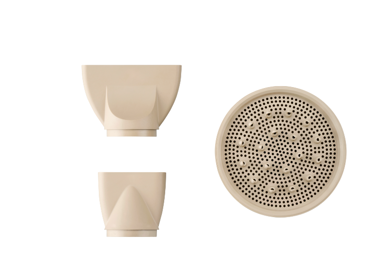 Accessori per asciugacapelli: due bocchette concentratrici e un diffusore.