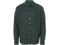 Camicia da uomo verde scuro a maniche lunghe con bottoni bianchi.