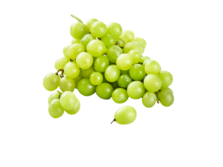 Uva verde fresca con goccioline d'acqua.