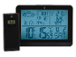 Stazione meteo digitale con display LCD che mostra ora, temperatura e umidità.