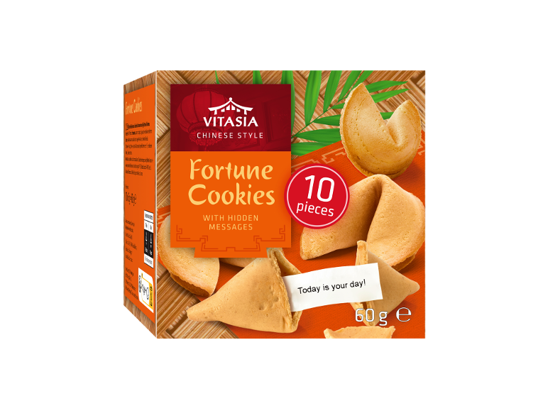 Biscotti della fortuna in stile cinese con 10 pezzi e messaggi nascosti, 60 g.