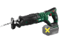 Sega a sciabola a batteria verde e nera con lama per legno, senza batteria.