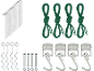 Kit accessori tenda con picchetti, corde, viti e tenditori.