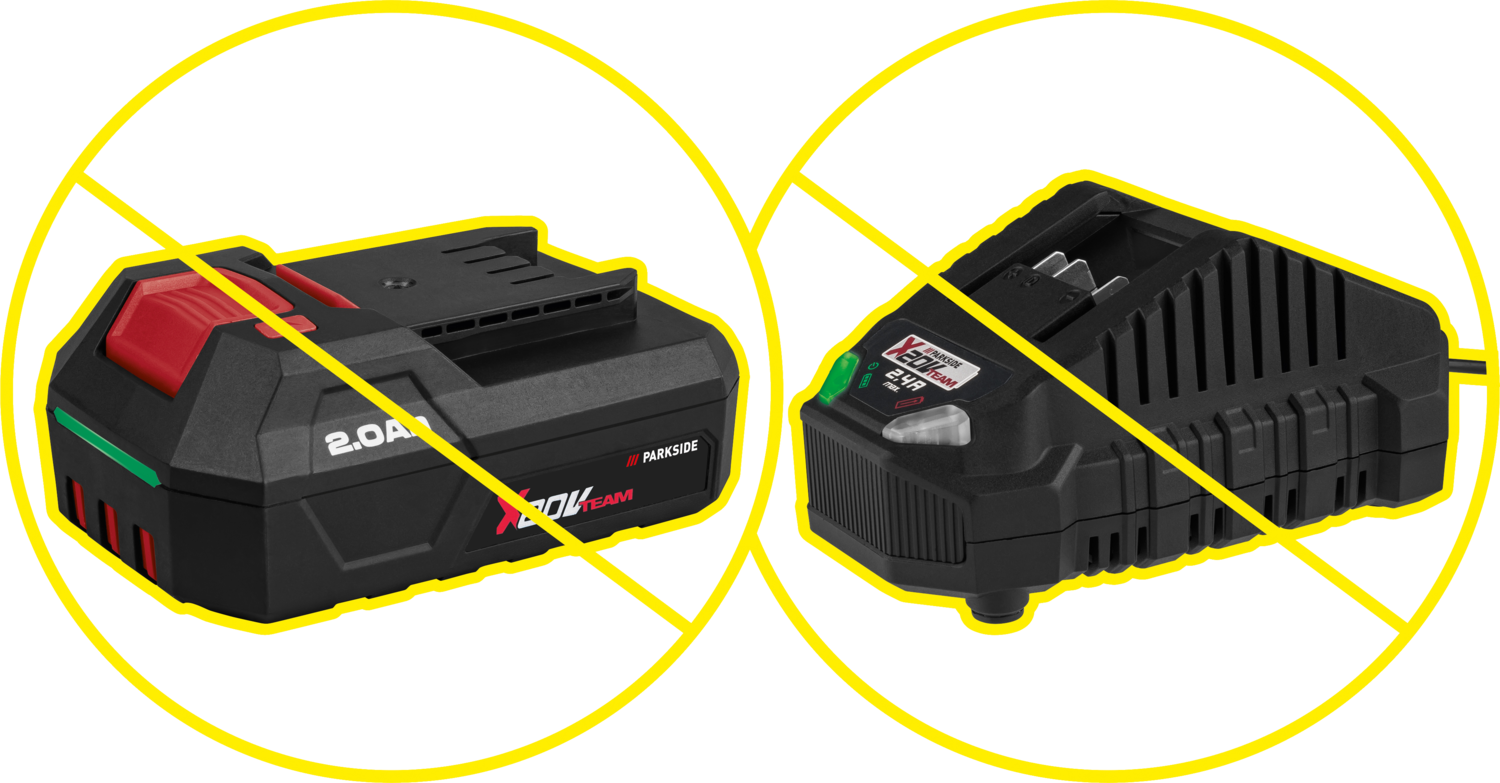 Batteria 2.0Ah e caricabatterie 2.4A max.