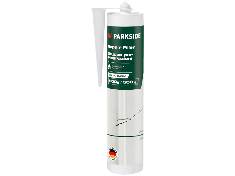 Tubo di stucco bianco da 500g per riparazioni, per uso interno, con beccuccio applicatore.