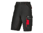 Pantaloncini da lavoro neri con cuciture rosse e tasca laterale.