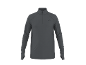 Maglia sportiva a maniche lunghe grigio scuro con cerniera a un quarto e logo sul petto.