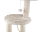 Tiragraffi beige per gatti con pali e pompon pendente
