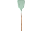 Spatola da cucina con testa in silicone verde menta e manico in legno.