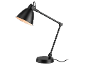 Lampada da scrivania nera con braccio regolabile e base rotonda