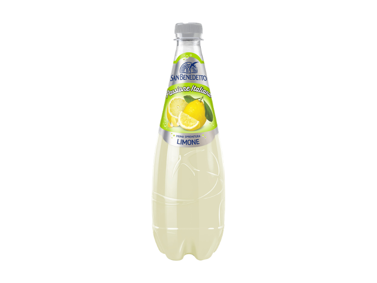 Bottiglia di limonata con la scritta 'Passione Italiana' e un'illustrazione di limone.