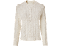 Maglione color crema con trecce e motivi a rombi.