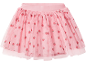 Gonna in tulle rosa con stampa di fragole