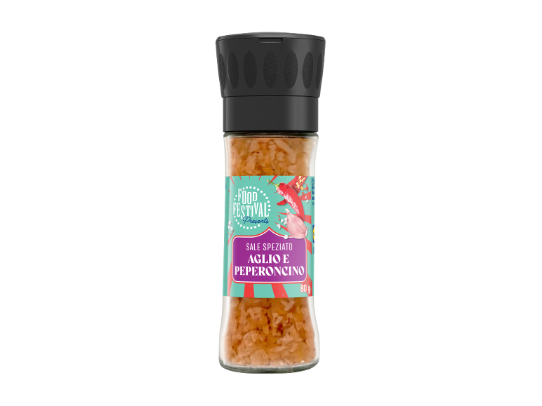 Sale speziato aglio e peperoncino in macinino da 80g.