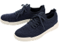 Paio di sneakers in maglia blu navy con suole bianche.