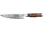 Coltello da cucina con lama a motivo ondulato e manico in legno marrone