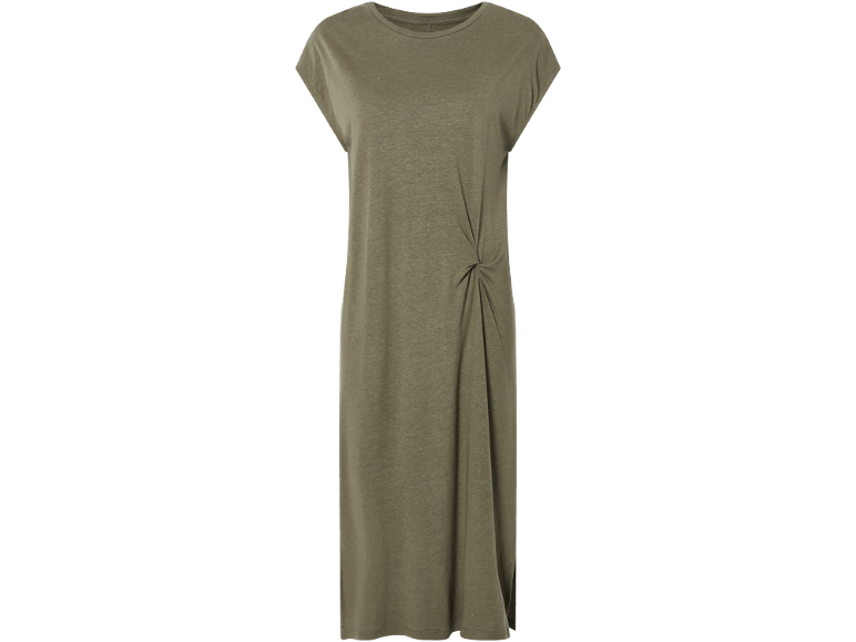 Vestito da donna verde oliva con nodo laterale