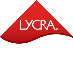 Logo rosso con la scritta 'LYCRA' in bianco.