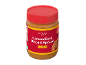 Vasetto di crema spalmabile di biscotti caramellati, croccante, con coperchio rosso.