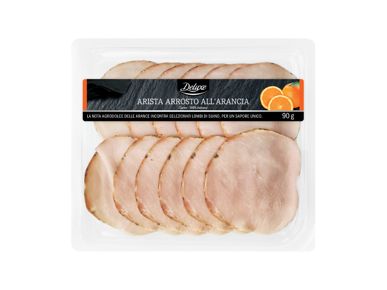 Fette di arrosto di maiale all'arancia, 90g.