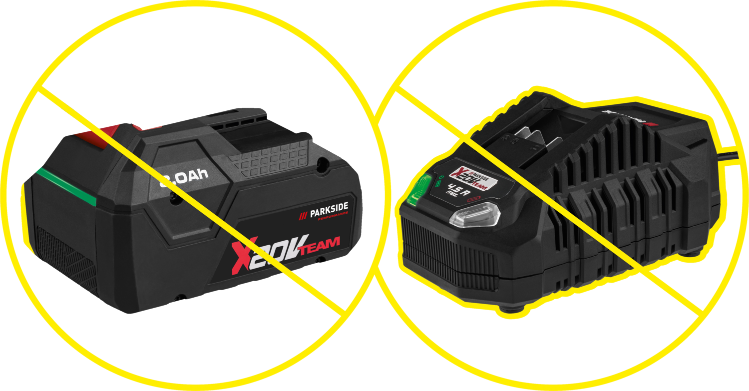 Batteria da 2.0Ah e caricabatterie da 4.5A, entrambi della serie X 20V TEAM.
