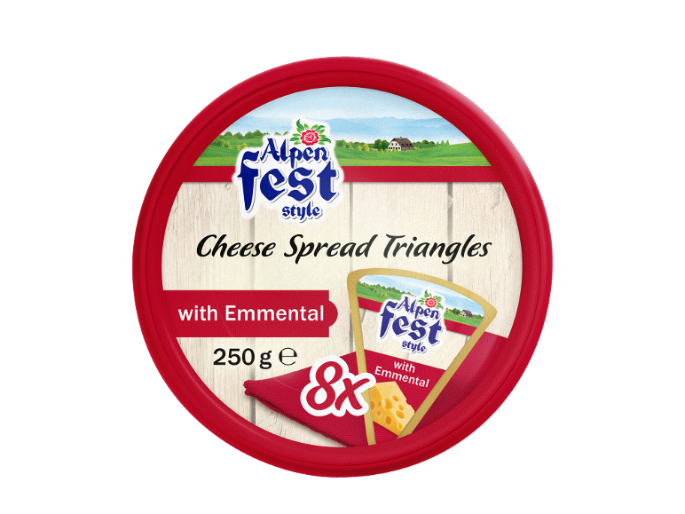 Formaggio spalmabile a triangoli con Emmental, 250 g, 8 pezzi.