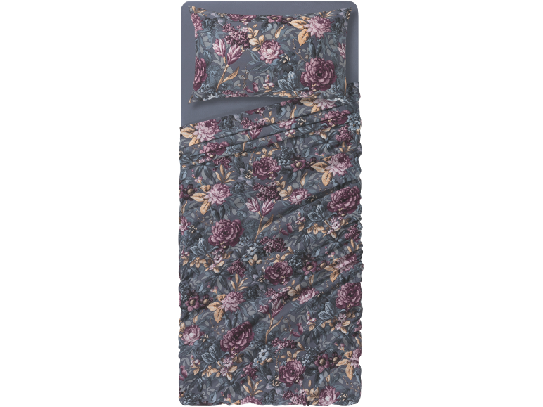 Set copripiumino e federa con stampa floreale scura e romantica
