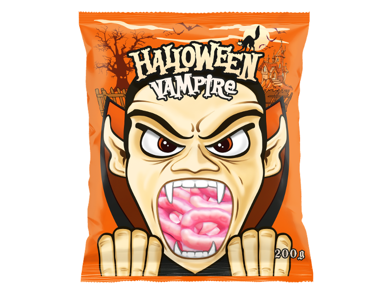 Sacchetto di caramelle vampiro di Halloween con dolcetti rosa, 200g.