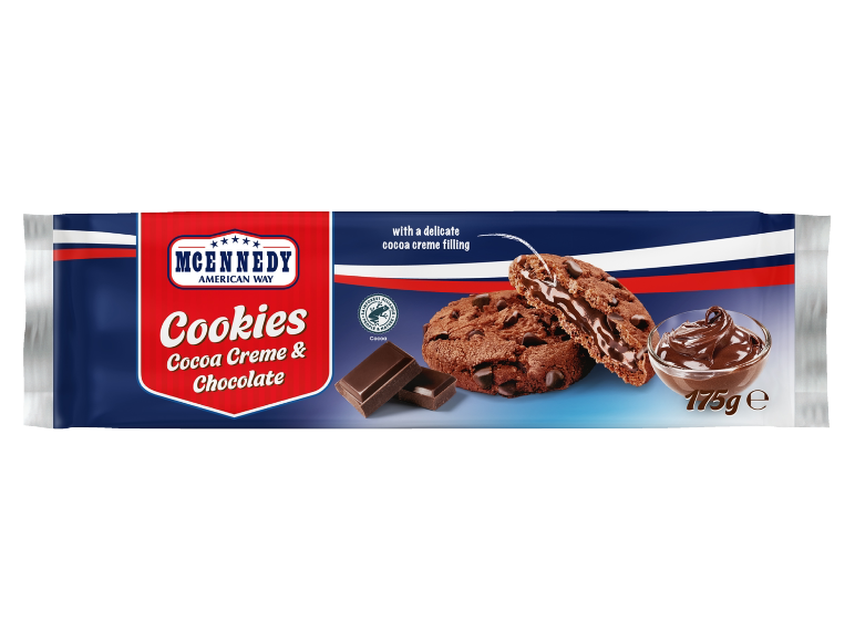 Biscotti con crema al cacao e cioccolato, 175 g