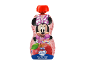 Bustina di purea di frutta Minnie Mouse con mela e vitamina C, senza zuccheri aggiunti.
