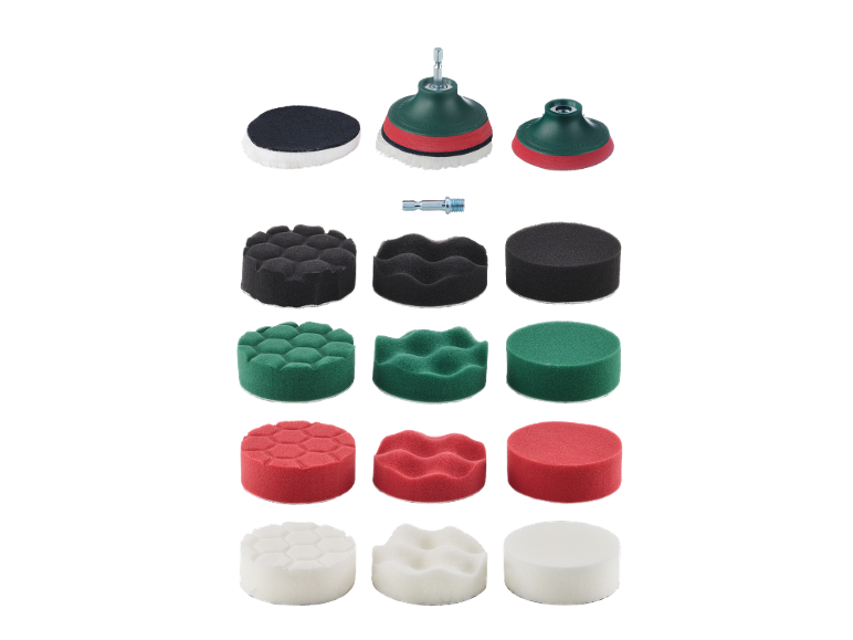 Set di tamponi e spugne per lucidatura, inclusi dischi in feltro e schiuma.
