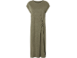 Vestito da donna verde oliva con nodo laterale