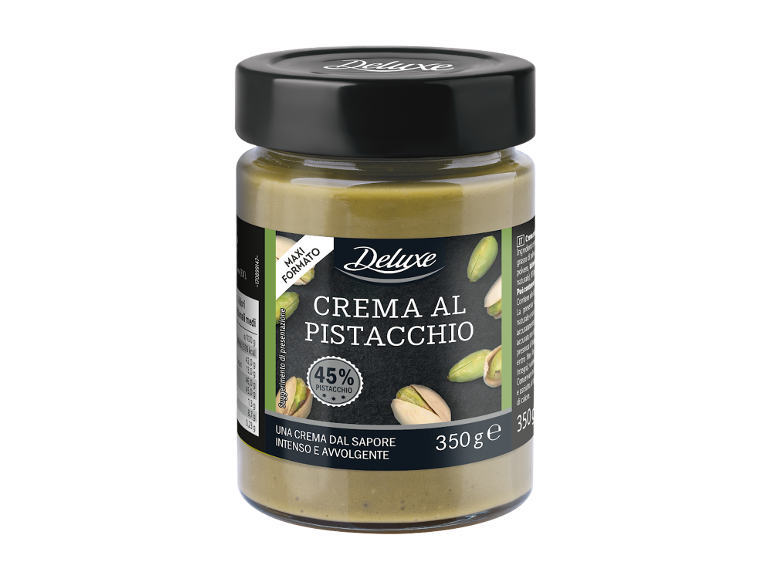 Vasetto di crema al pistacchio, 45% pistacchio, formato maxi, 350g.