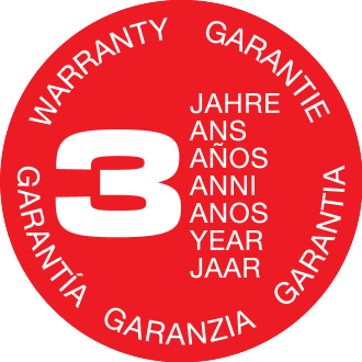 Sigillo di garanzia di 3 anni in più lingue.