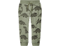 Pantaloni in jersey per bambini verde oliva con motivo dinosauri.