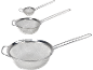 Set di tre colini metallici di diverse dimensioni con manici.