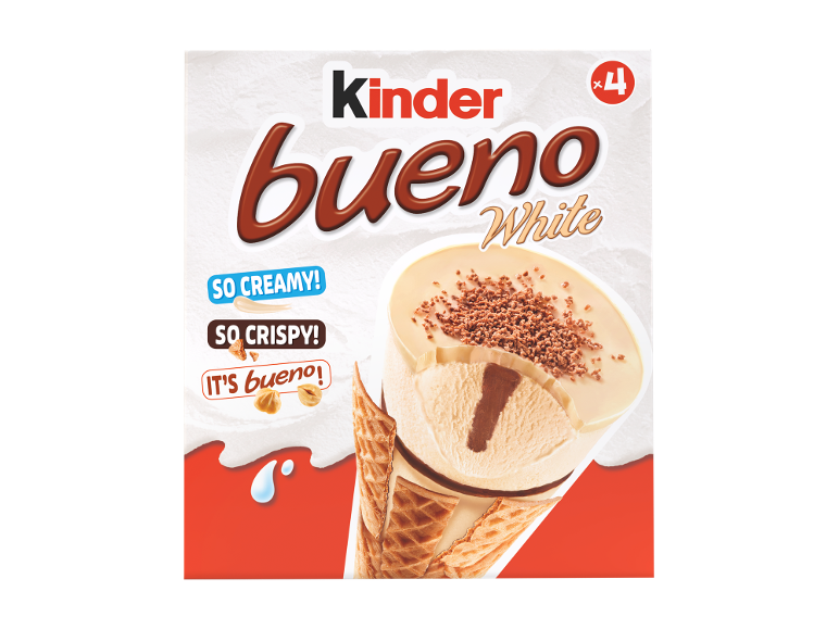 Cono gelato bianco con ripieno al cioccolato e nocciole, confezione da 4.