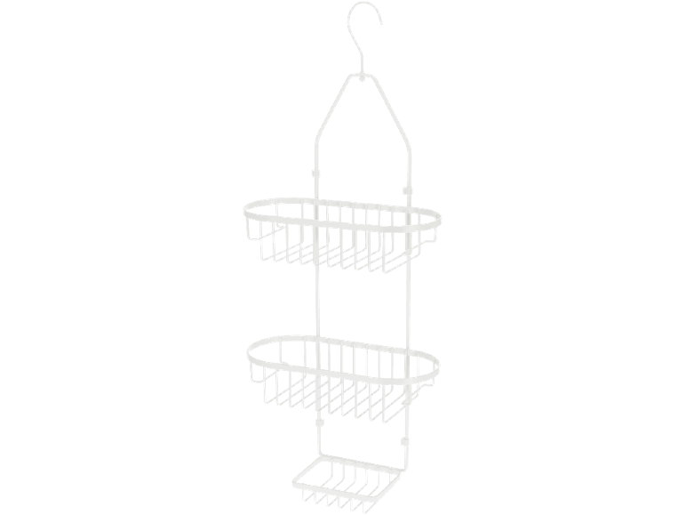 Cesto doccia sospeso bianco a due livelli con portasapone