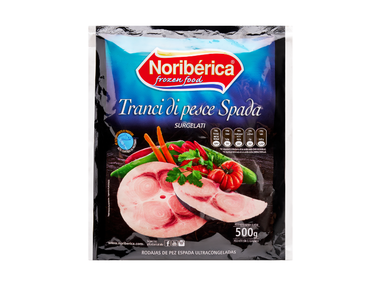 Tranci di pesce spada surgelati con verdure, 500g.
